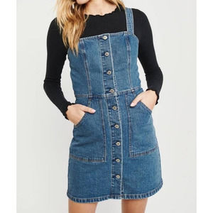 Abercrombie & Fitch Denim Jean Overall Dress L Petite